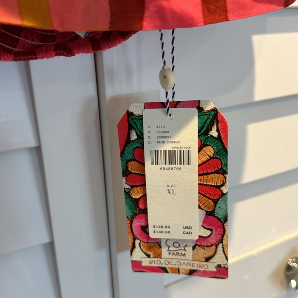 FARM Rio for Anthropologie NWT Pink Combo Cropped Top with smocked back. - Picture 4 of 11